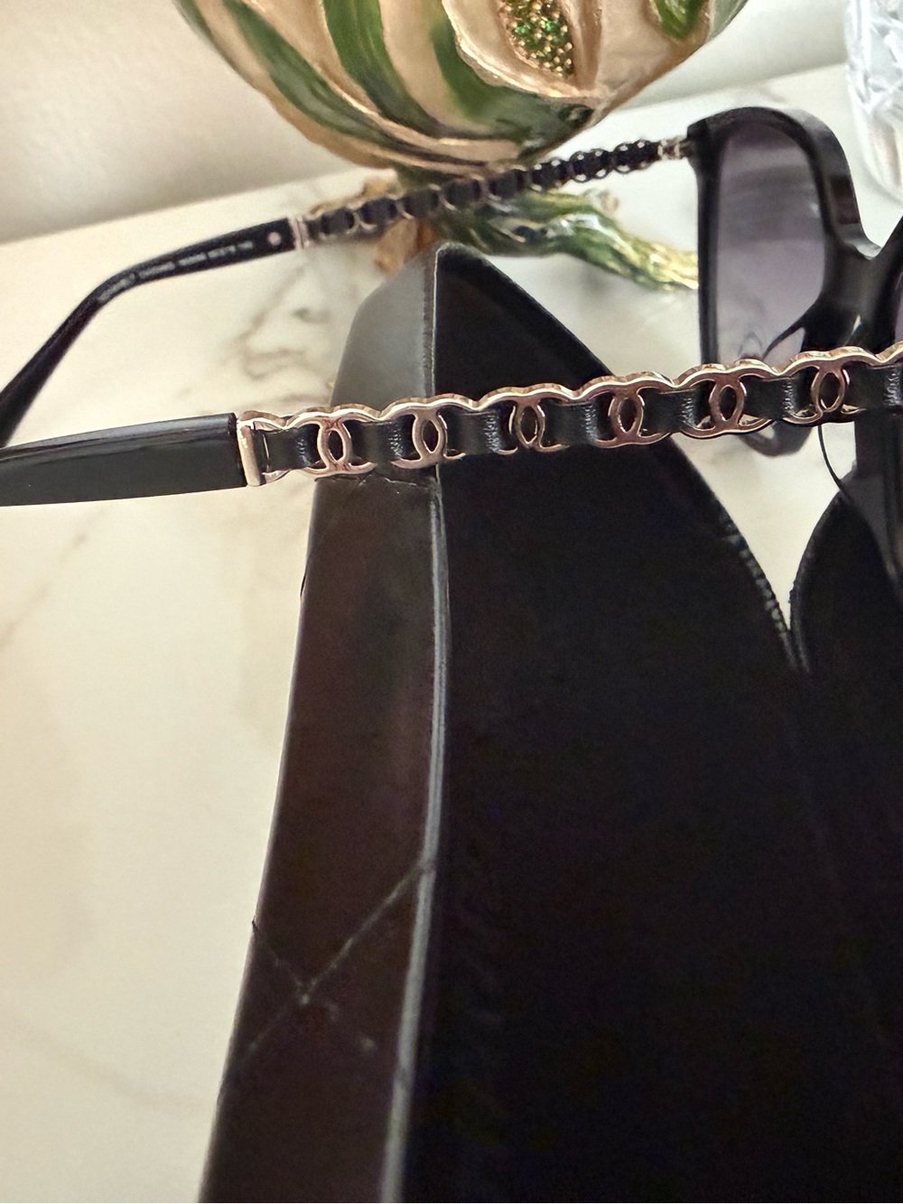 CHANEL Black Square Sunglasses with Gradient Gray Lenses - Picture 6 of 9